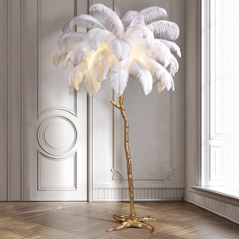 Luxuriöse Stehlampe – Eleganter Feder-Schirm