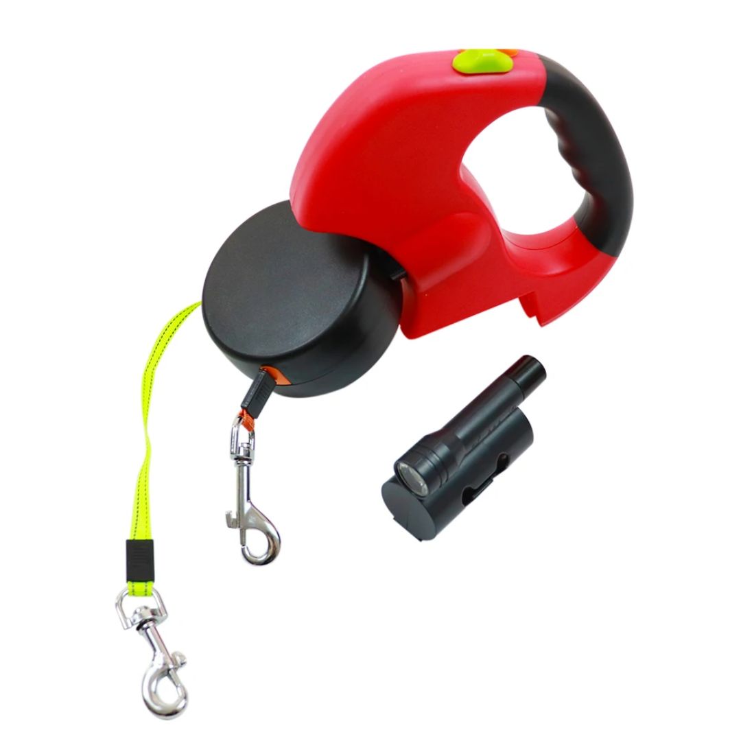 Guinzaglio Retrattile Per Cani – Con Luce LED E Distributore Di Sacchetti