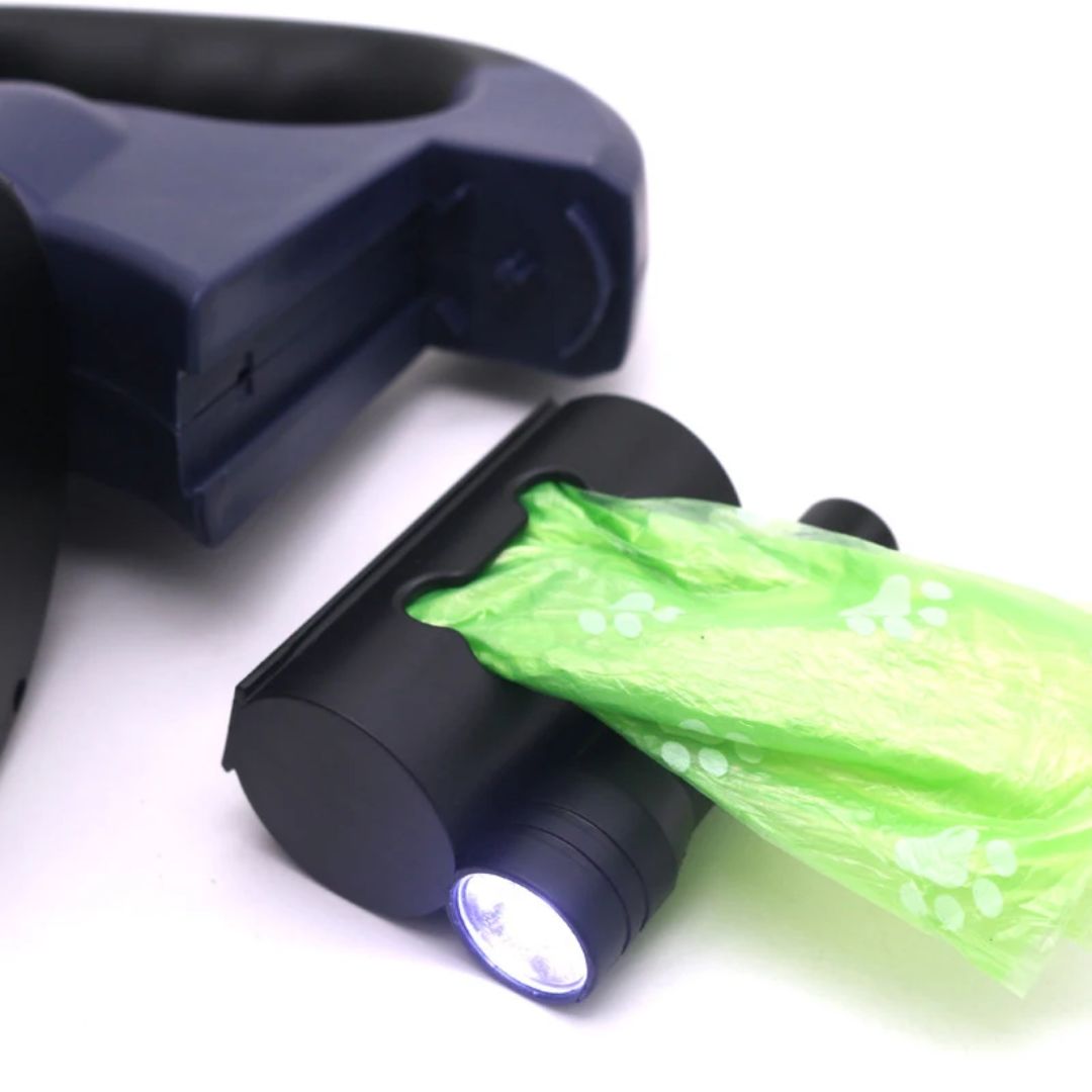 Guinzaglio Retrattile Per Cani – Con Luce LED E Distributore Di Sacchetti