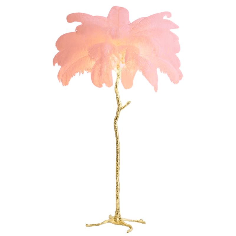 Luxuriöse Stehlampe – Eleganter Feder-Schirm 