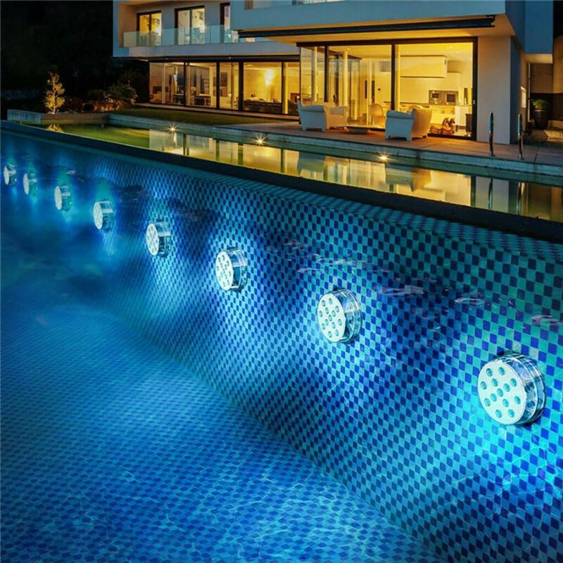 مصباح LED تحت الماء مع جهاز تحكم عن بعد - إضاءة مقاومة للماء ومتعددة الاستخدامات 