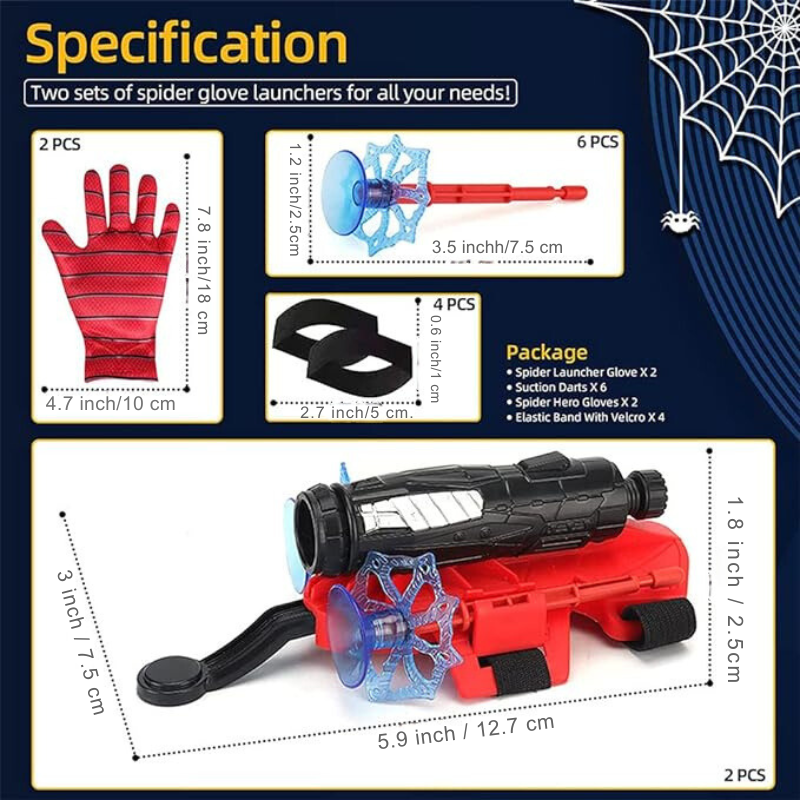 Lanza-redes interactivo de Spider-Man para juegos creativos (1 Guante) 