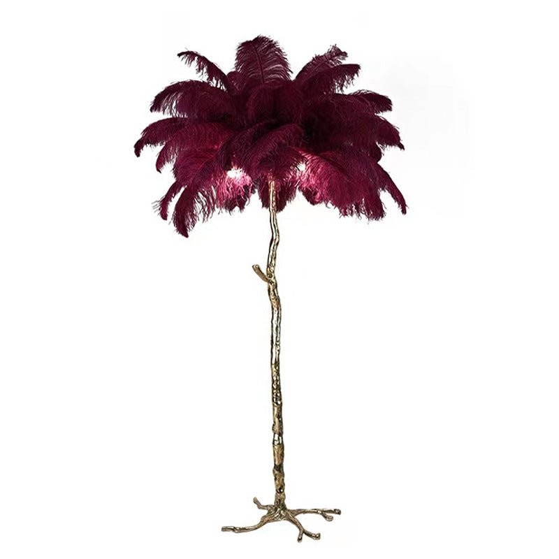 Luxuriöse Stehlampe – Eleganter Feder-Schirm 