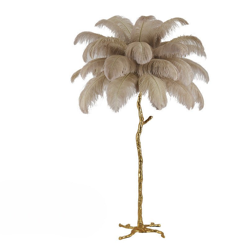 Luxuriöse Stehlampe – Eleganter Feder-Schirm 