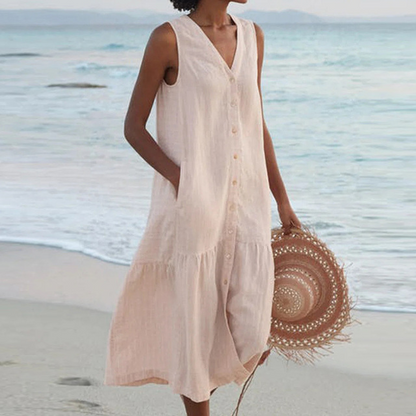 Sandrine | Vestido Leve de Verão – Elegância e Decote em V 