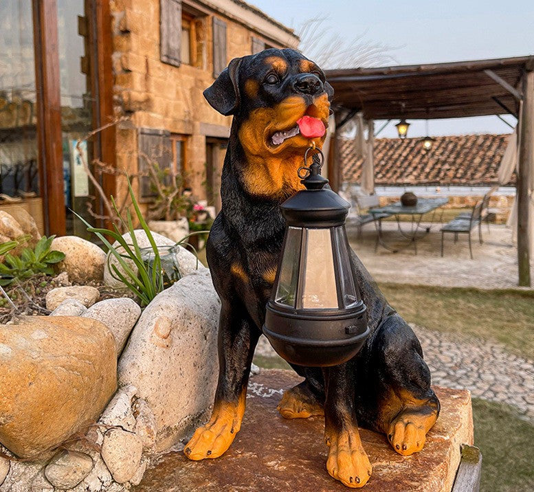 Staty av hunden Sol med LED-lampa – Dekoration och ljus 