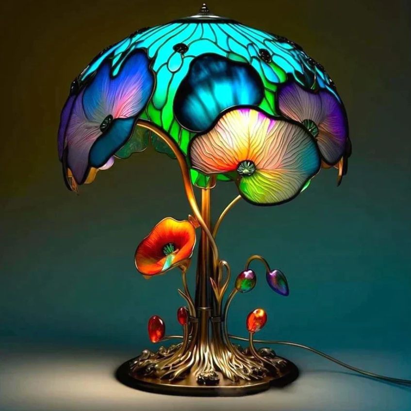 Lámpara de Vitral Apacible – Luz Suave y Ambiente Cálido 