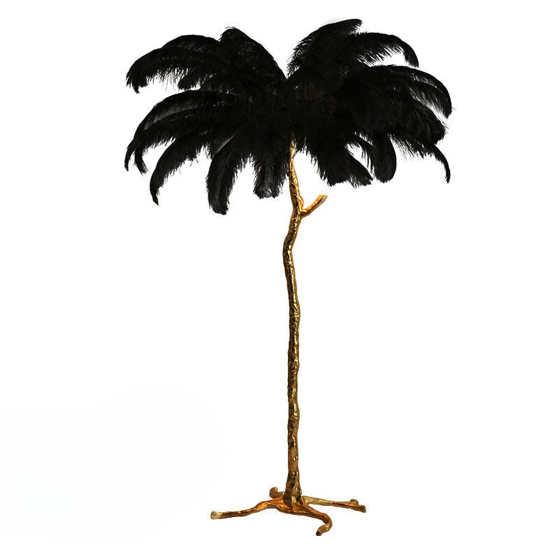 Luxuriöse Stehlampe – Eleganter Feder-Schirm 