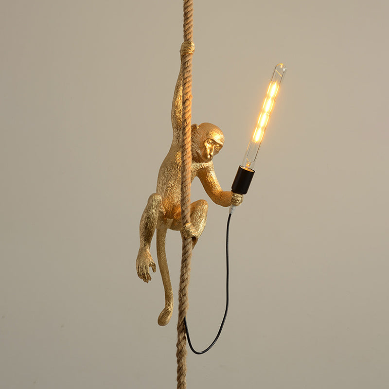 Luz Suspensa Macaco Com Corda – Decoração Original e Lúdica 