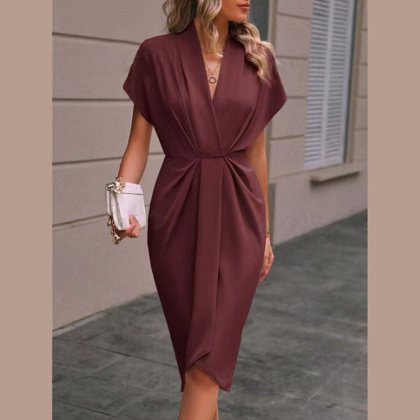 Nadia | Crossed Midi Dress – Elegant and Feminine 