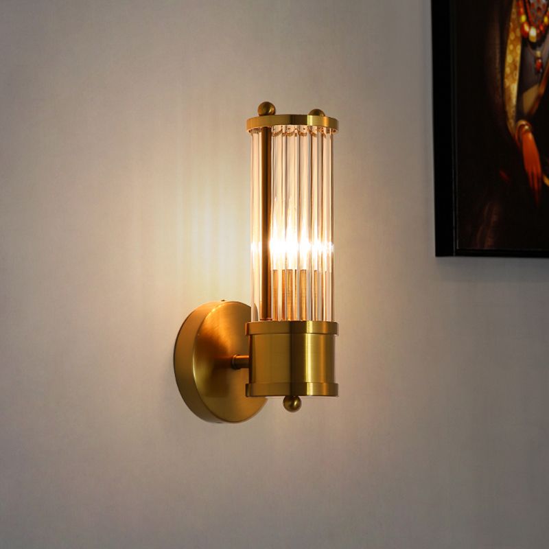Μοντέρνο κυλινδρικό φωτιστικό τοίχου - Style Moderne Doré En Métal Et Verre