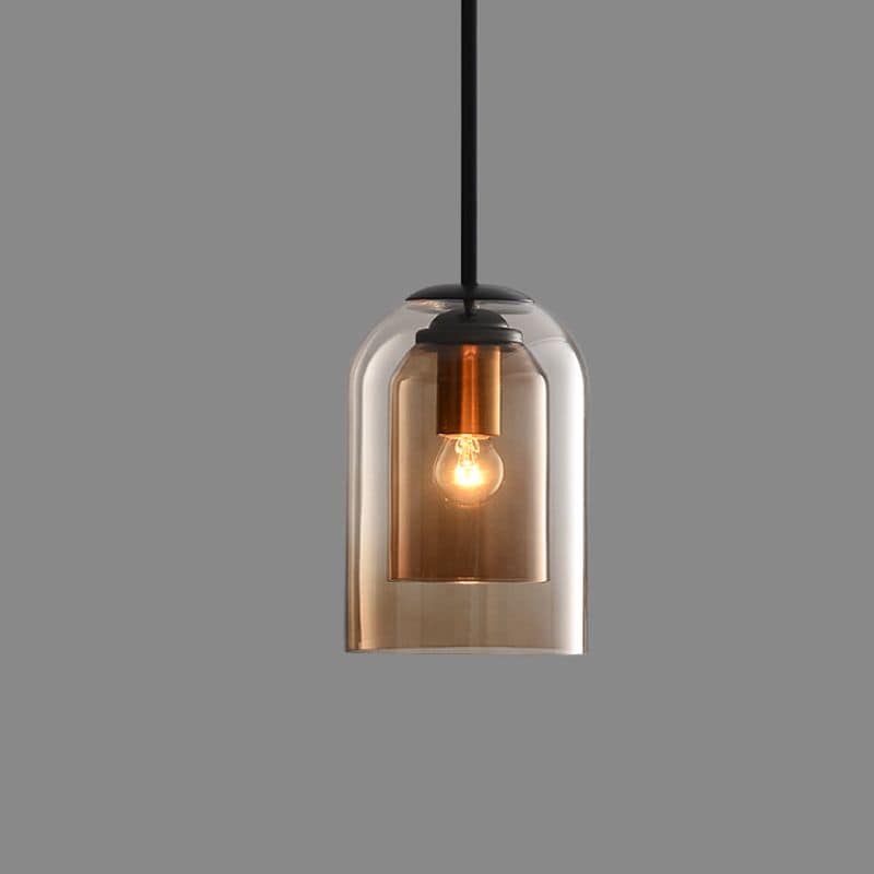 Szklana lampa wisząca w stylu vintage - podwójne metaliczne wykończenie