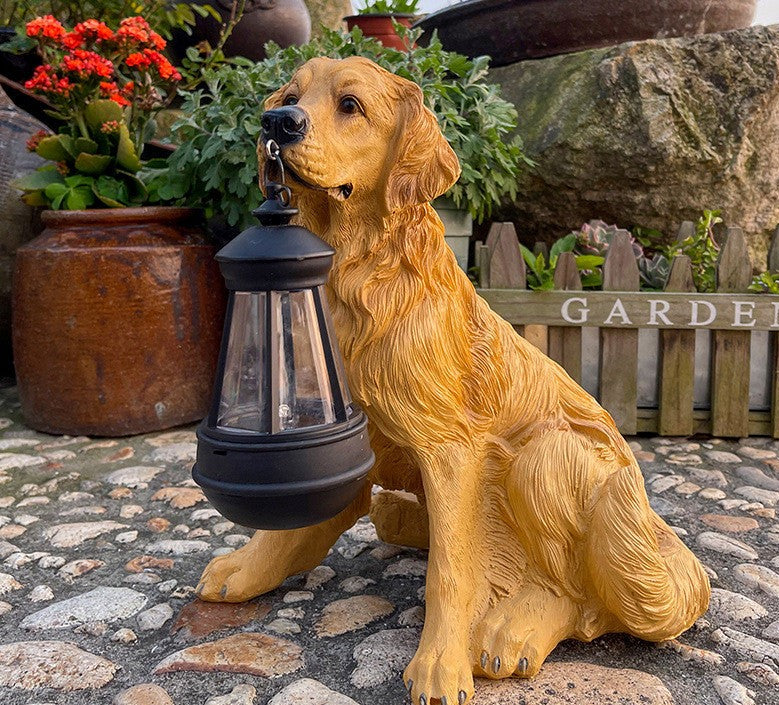 Staty av hunden Sol med LED-lampa – Dekoration och ljus 