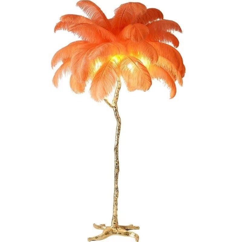 Luxuriöse Stehlampe – Eleganter Feder-Schirm 